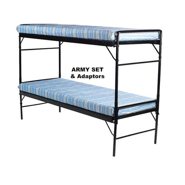 Blantex Two Army Style Bunk-able Beds with Retractable Legs & Two 4 ...